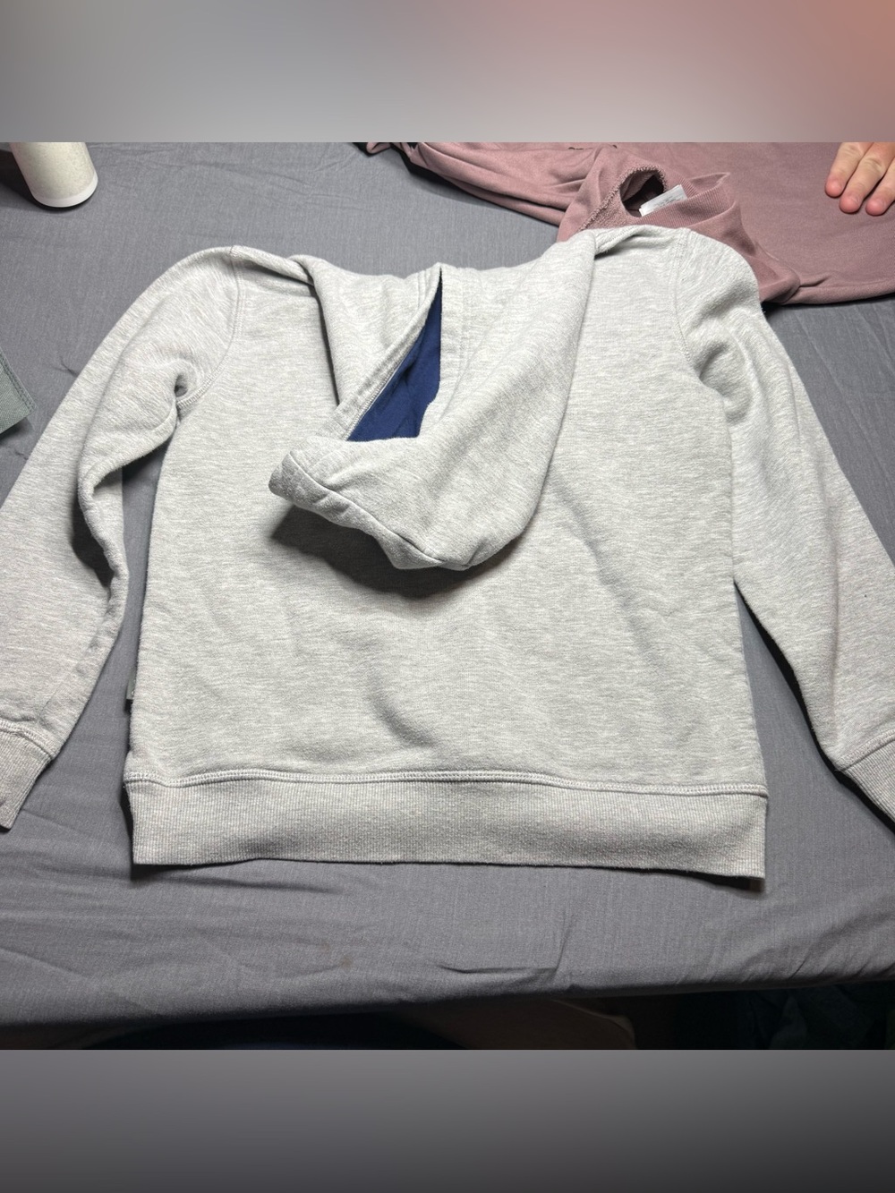Eddie Bauer Light Gray Hoodie with Multicolor Bear Graphic - Picture 4 of 4